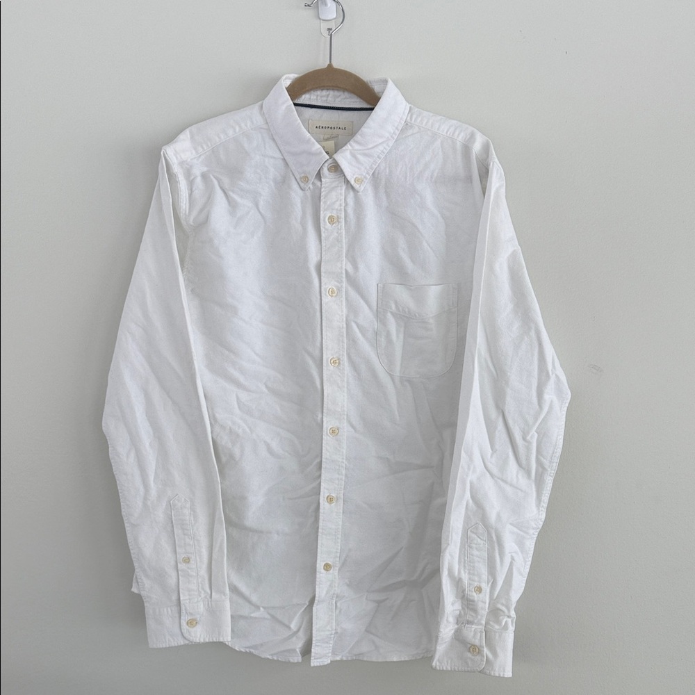 NWT Aeropostale Men's White Button-Down Shirt, Large